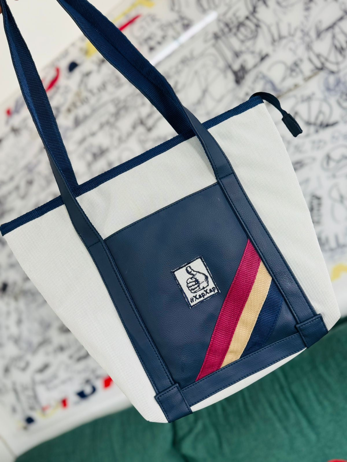 XapXap Tote Bag - White & Navy